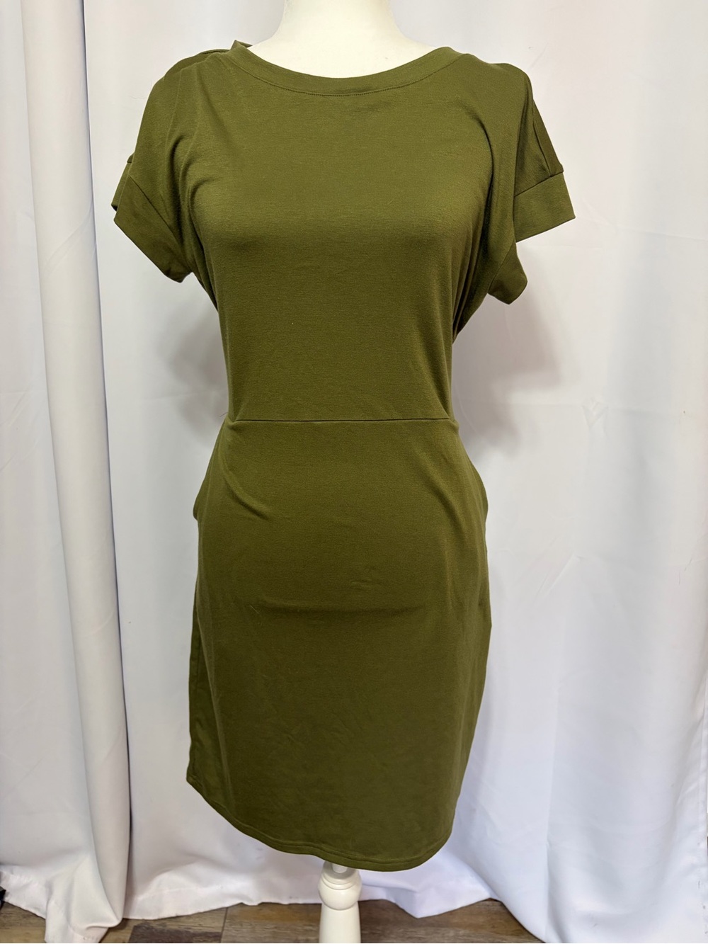 Olive Green Short Sleeve Dress